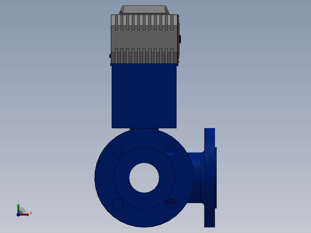 法兰电动三通球阀-铸铁 DN25-DN200左视图