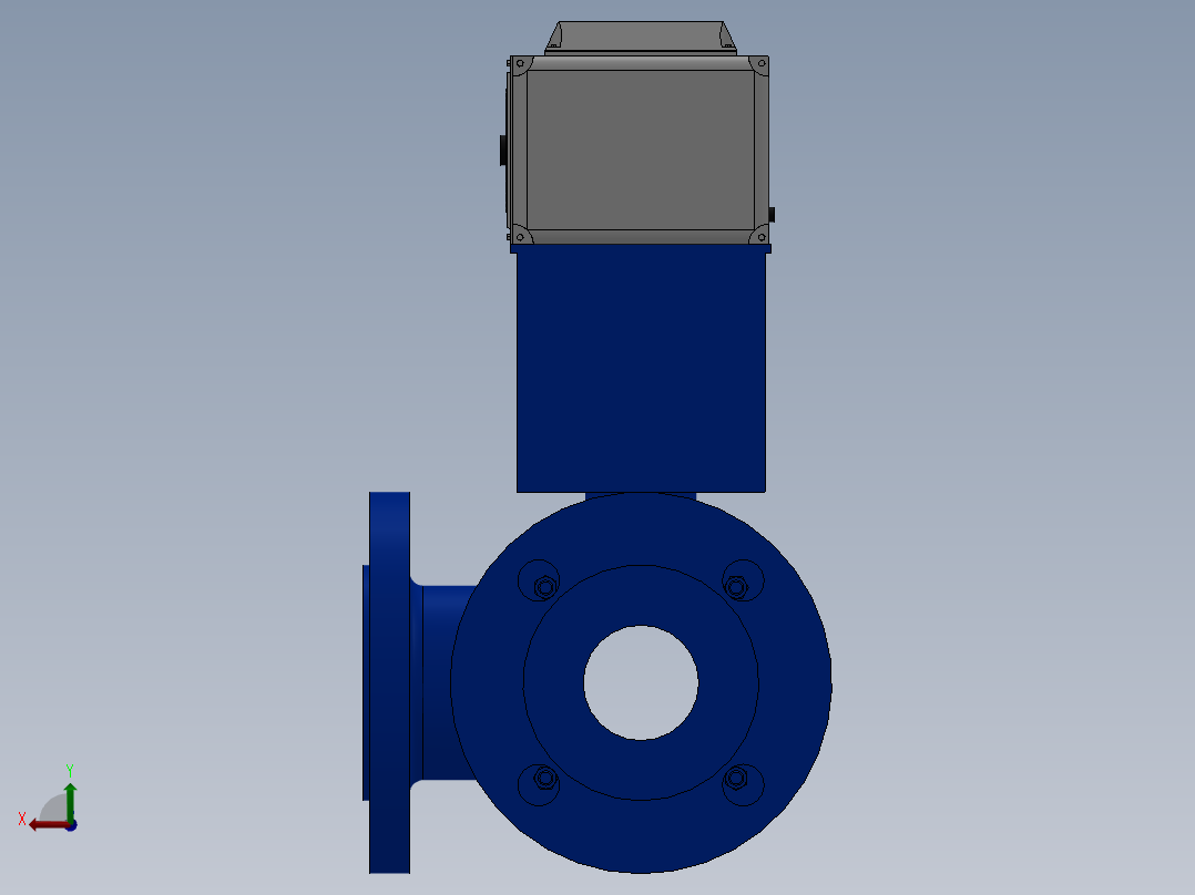 法兰电动三通球阀-铸铁 DN25-DN200右视图