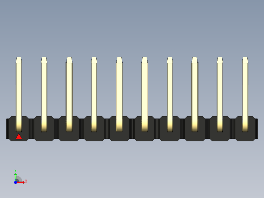 彩色公排针 100mil 2.54mm 系列-DS1022_black_10p_100mil_TypeU_rev1.0前视缩略图