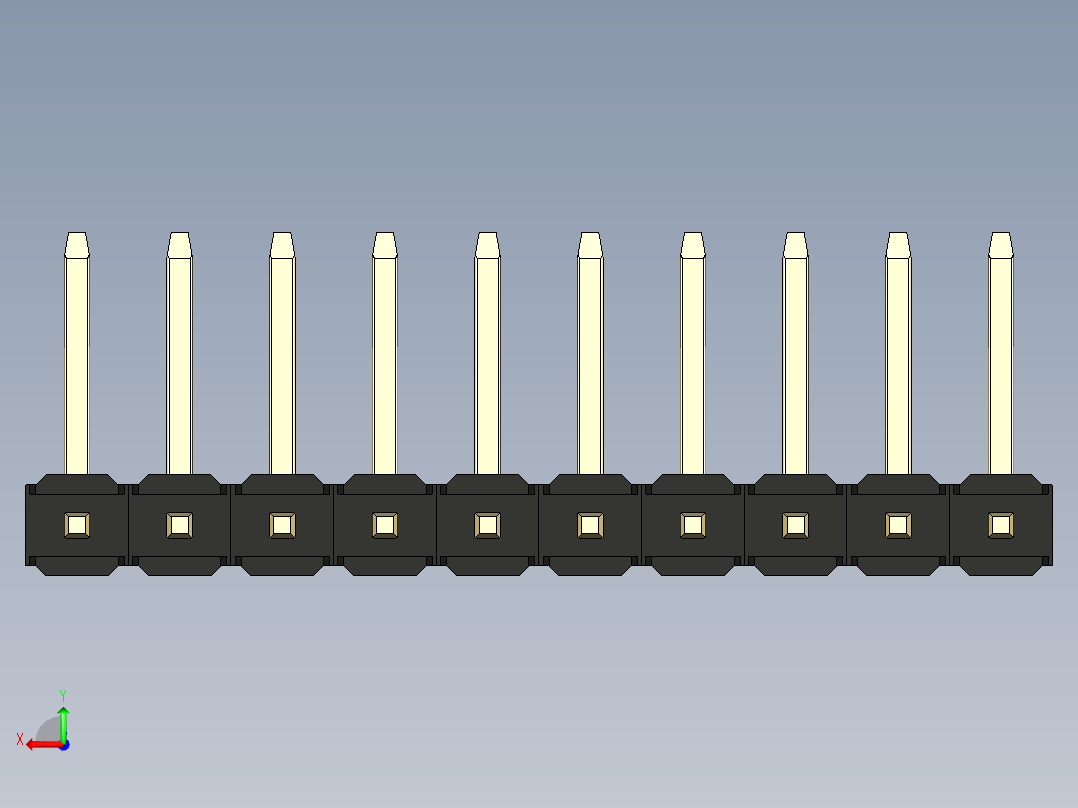 彩色公排针 100mil 2.54mm 系列-DS1022_black_10p_100mil_TypeU_rev1.0后视图