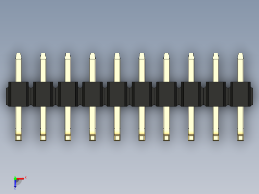 彩色公排针 100mil 2.54mm 系列-DS1022_black_10p_100mil_TypeU_rev1.0俯视缩略图