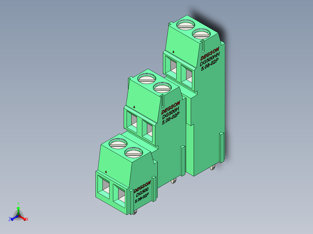 DEGSON DG500 系列 5.05.087.62mm 接线端子-DG500A3-5.08-06P-14-00AH主视图