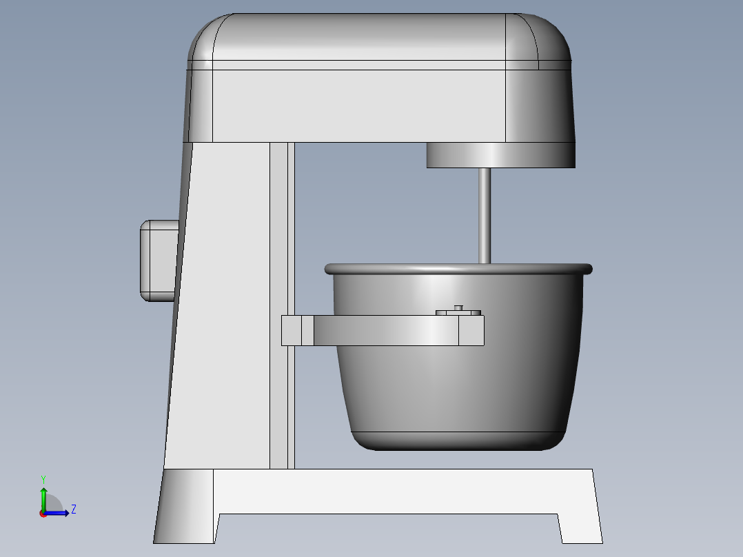 立式打蛋器三维SW模型左视图