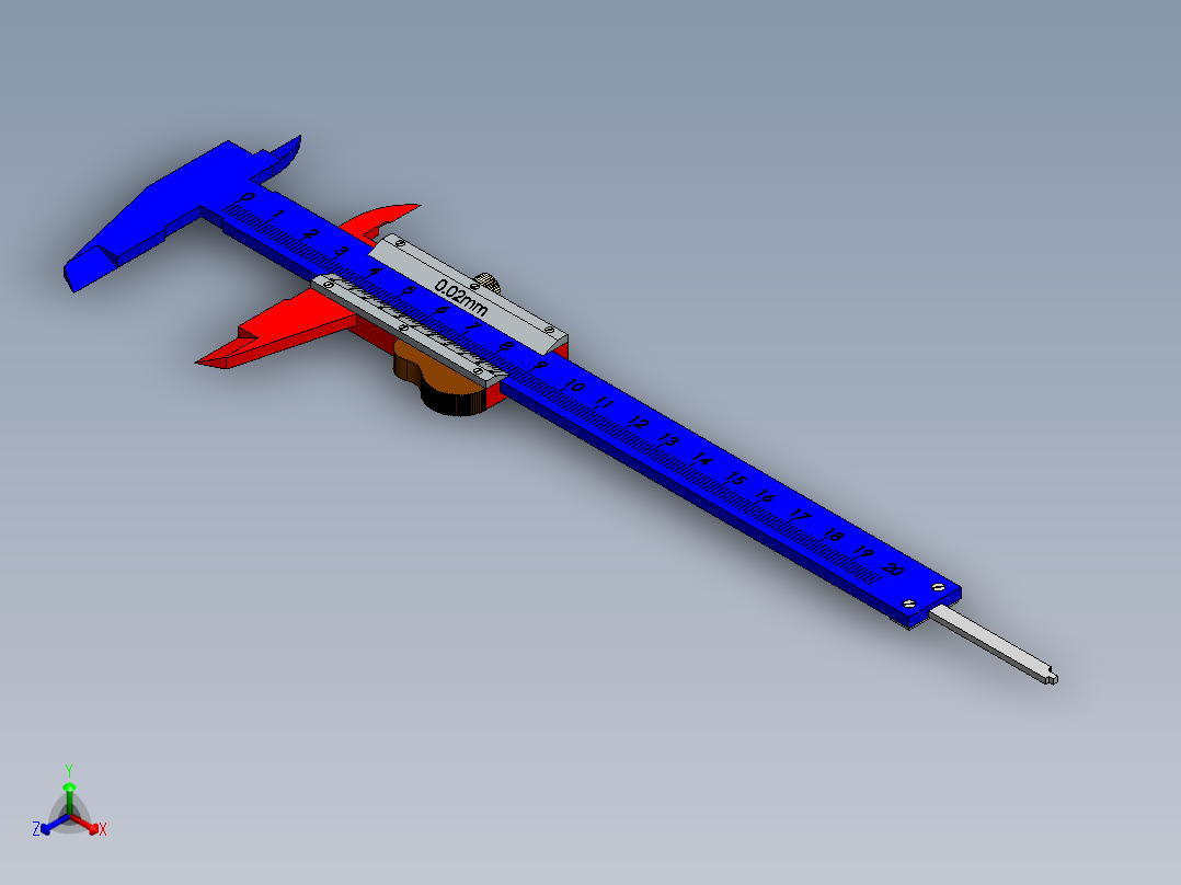 精度0.02mm卡尺模型正等轴测图