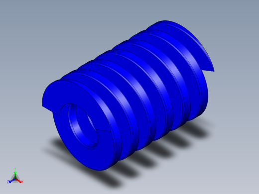 蓝色压缩模具弹簧，带有开口和磨削端。