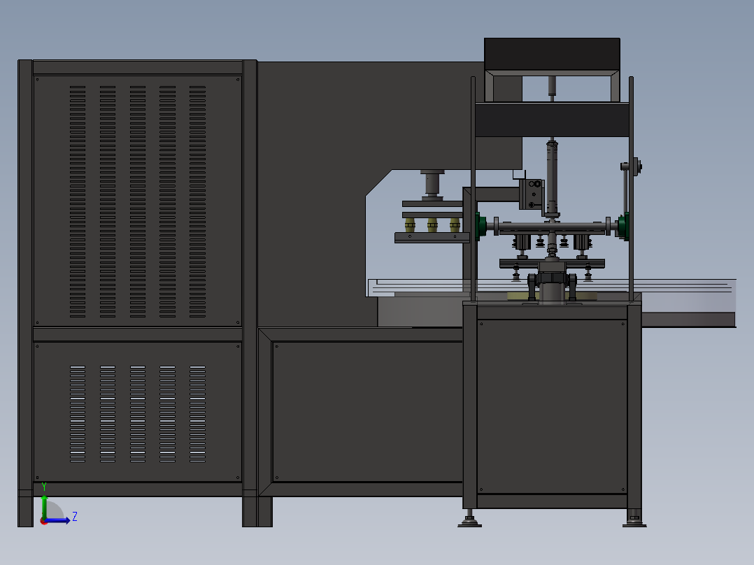 自动转盘式高频吸塑包装机左视图