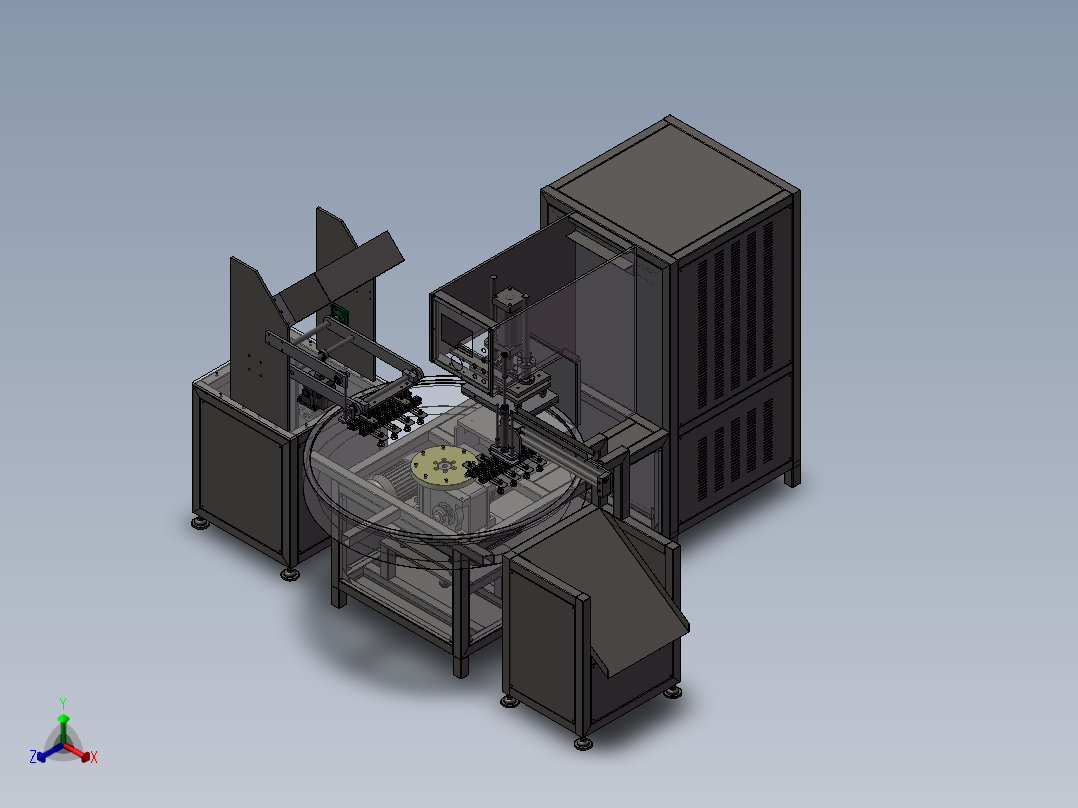自动转盘式高频吸塑包装机正等轴测图