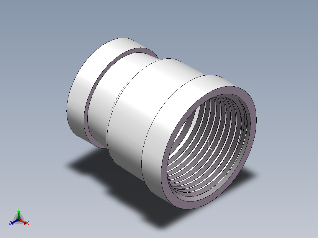 管箍-异径有边 DN25-DN20正等轴测图