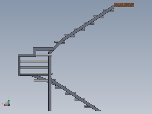 室内楼梯木质金属后视缩略图