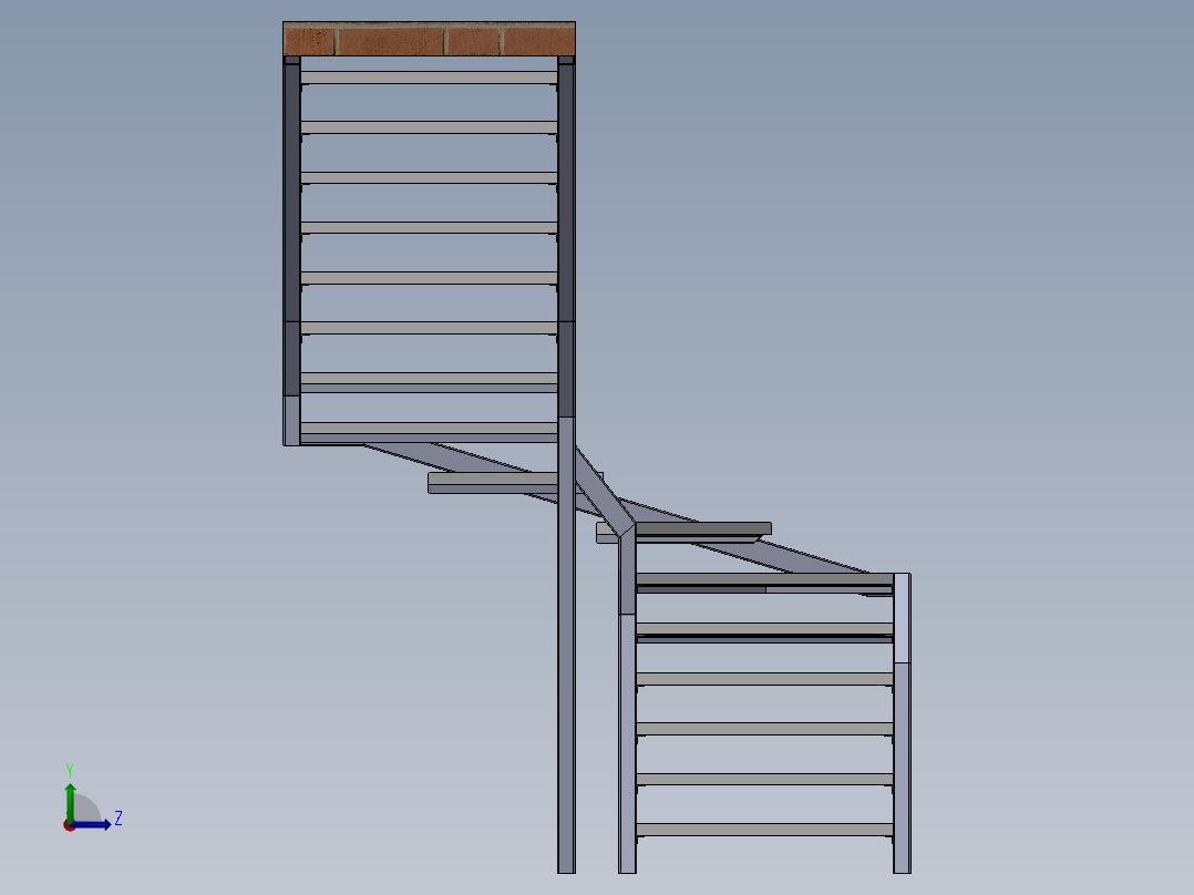 室内楼梯木质金属左视图