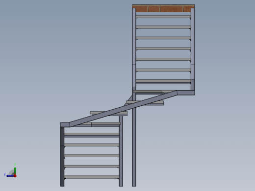 室内楼梯木质金属右视缩略图