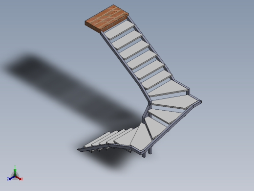 室内楼梯木质金属正等轴测缩略图