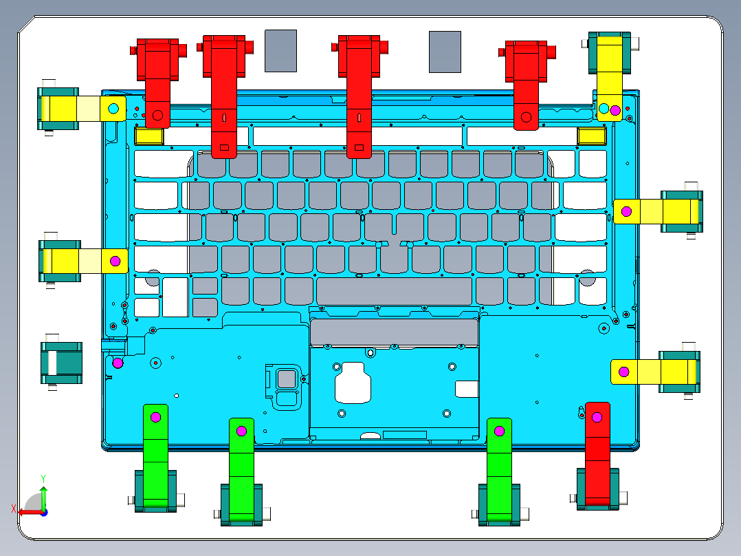 电脑键盘外壳孔位检测检具后视图