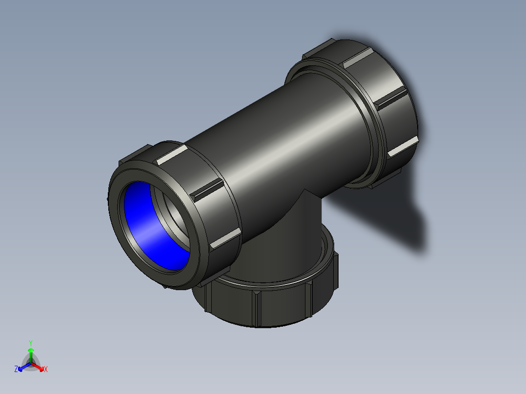 B3004538-40mm 等径滑移三通带通用连接主视图
