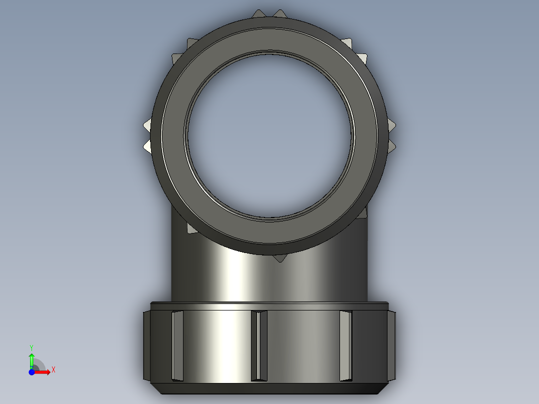 B3004538-40mm 等径滑移三通带通用连接前视图