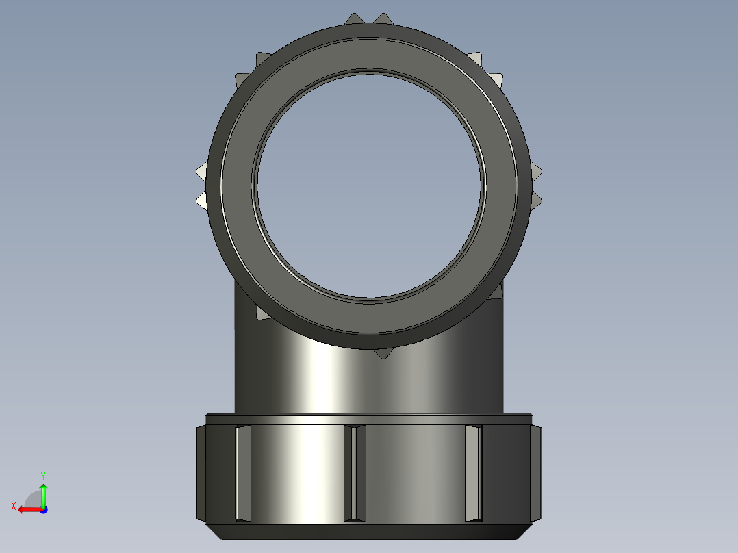 B3004538-40mm 等径滑移三通带通用连接后视图