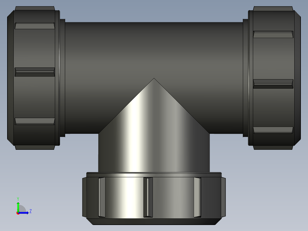 B3004538-40mm 等径滑移三通带通用连接左视图