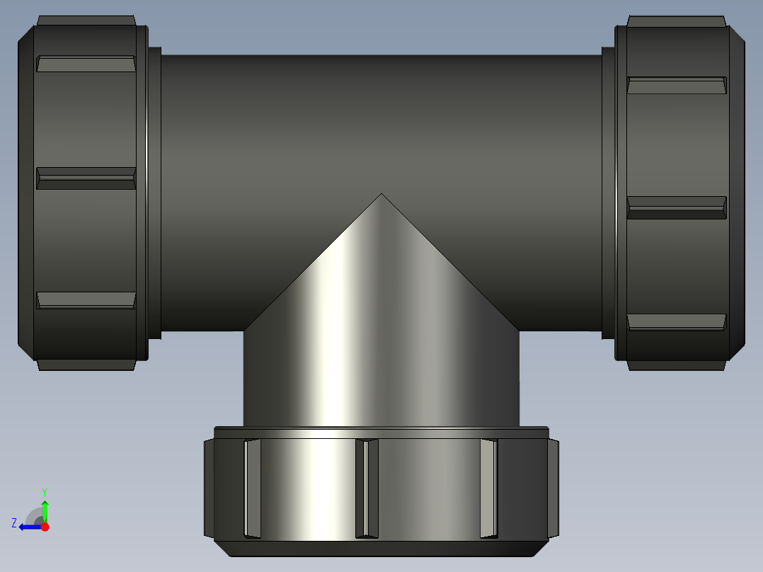 B3004538-40mm 等径滑移三通带通用连接右视图