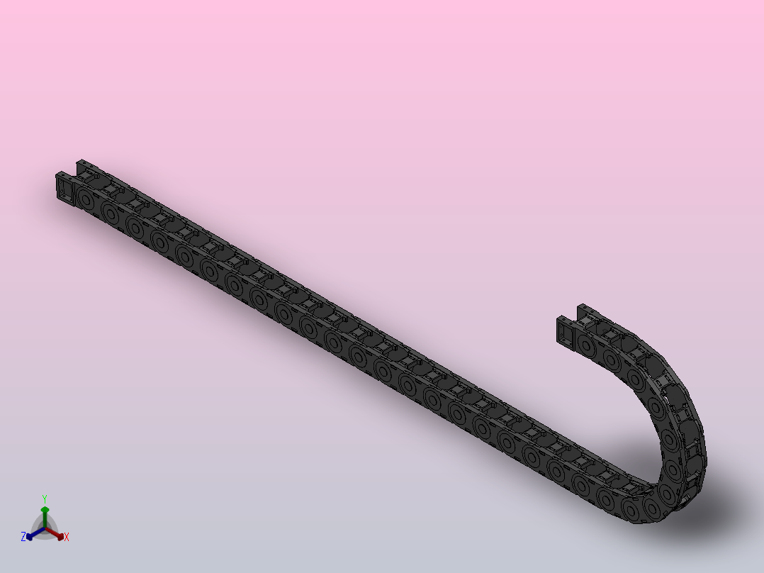 弯曲半径200内高45两侧打开型桥式拖链_DMD45BD-30-50-200R-30正等轴测图