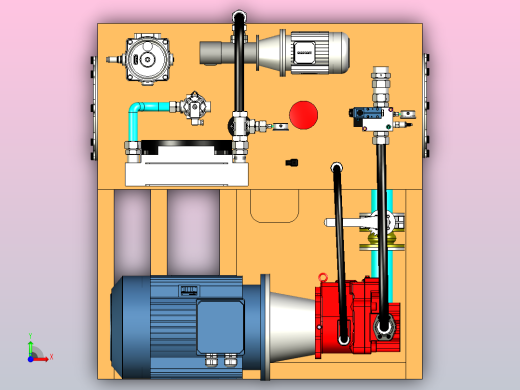 一款800吨液压泵站三维模型前视缩略图