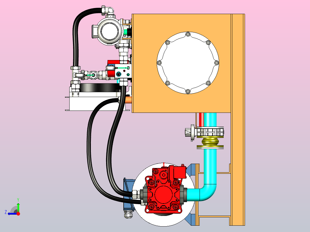 一款800吨液压泵站三维模型右视图