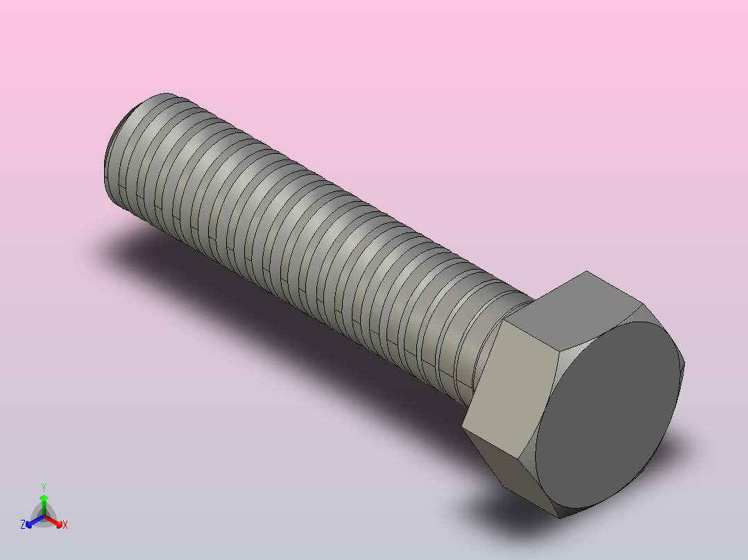 M10x45MM毫米六角螺栓正等轴测图