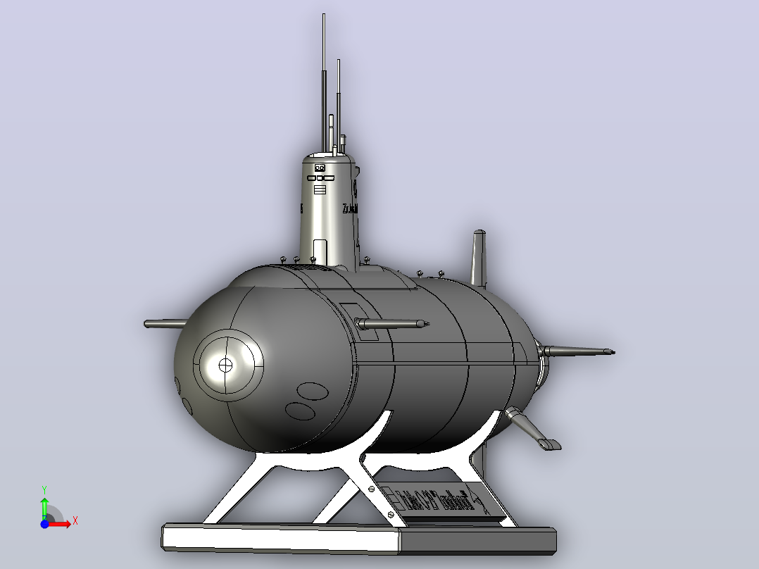 荷兰潜艇Zr . ms . O-29“zand hai”的模型前视图