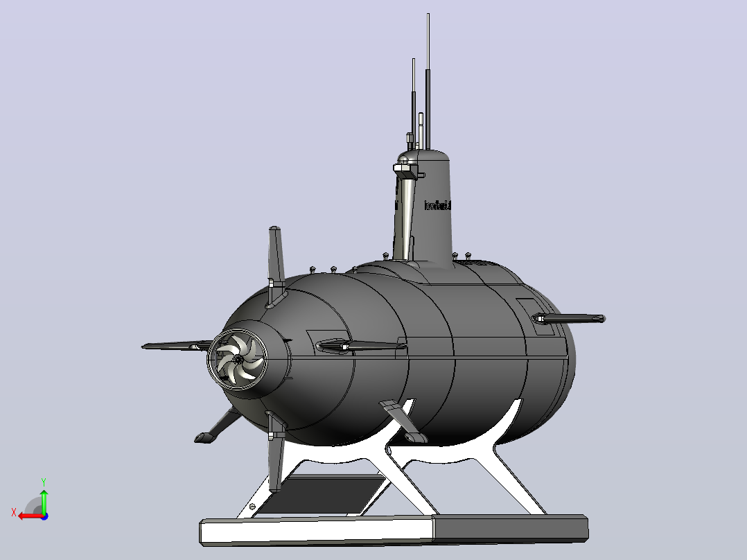 荷兰潜艇Zr . ms . O-29“zand hai”的模型后视图