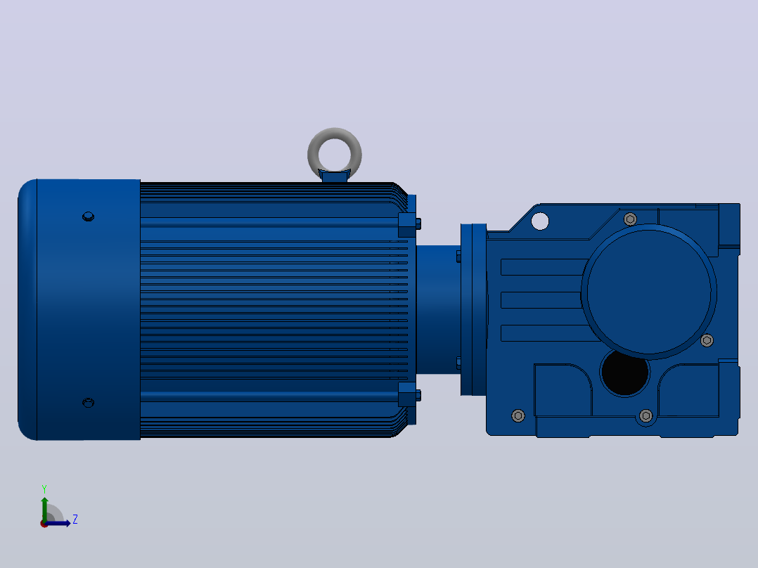 K87底脚轴伸式安装螺旋锥齿轮减速机K87-YV22-4P-19.45-M1-0°-B左视图
