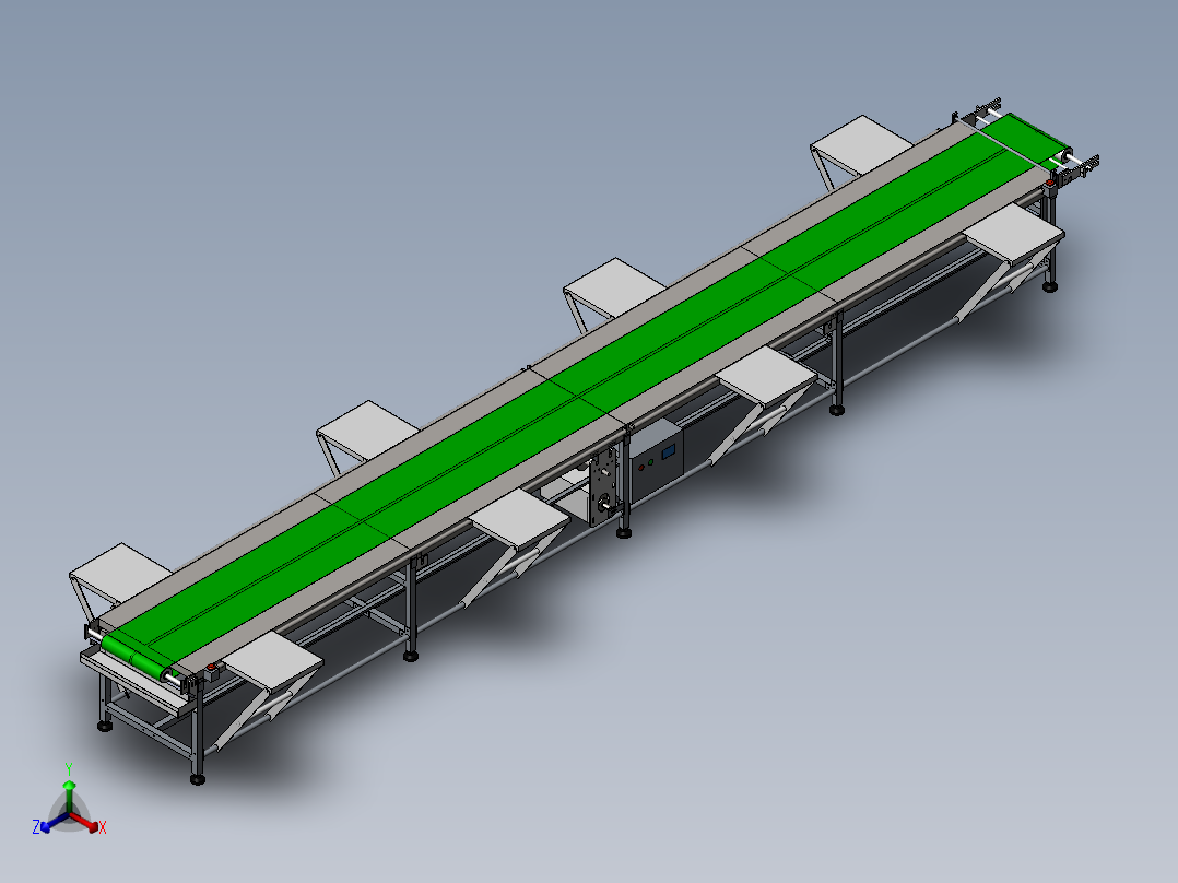 带工作台分餐输送线（sw18可编辑+工程图）正等轴测图