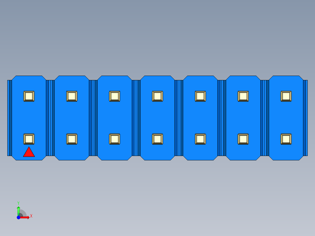 彩色公头100mil（2.54mm）系列-DS1021_blue_2x07p_100mil_Type19_rev1.0前视图