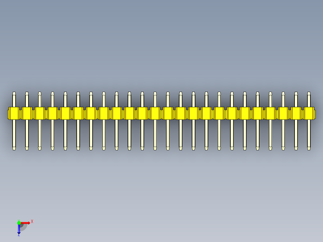 彩色公头100mil（2.54mm）系列-DS1021_yellow_1x24p_100mil_Type1_rev1.0俯视图
