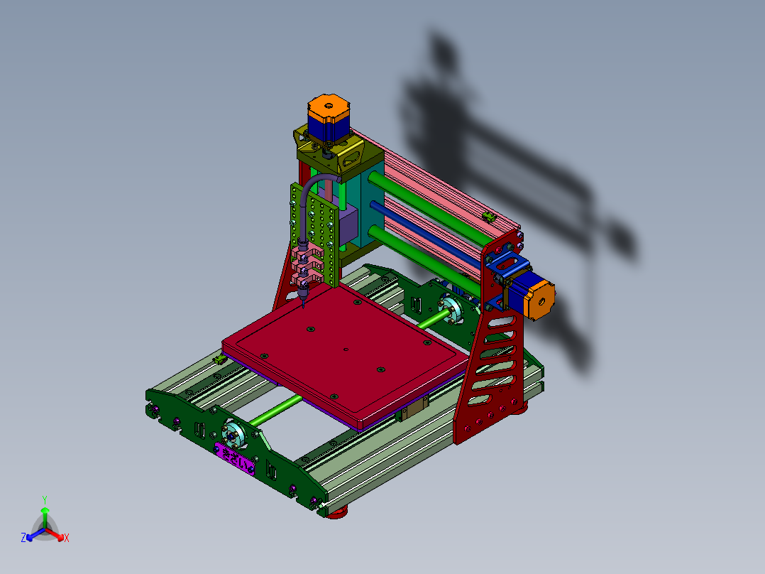 线路板数控冲孔机正等轴测图