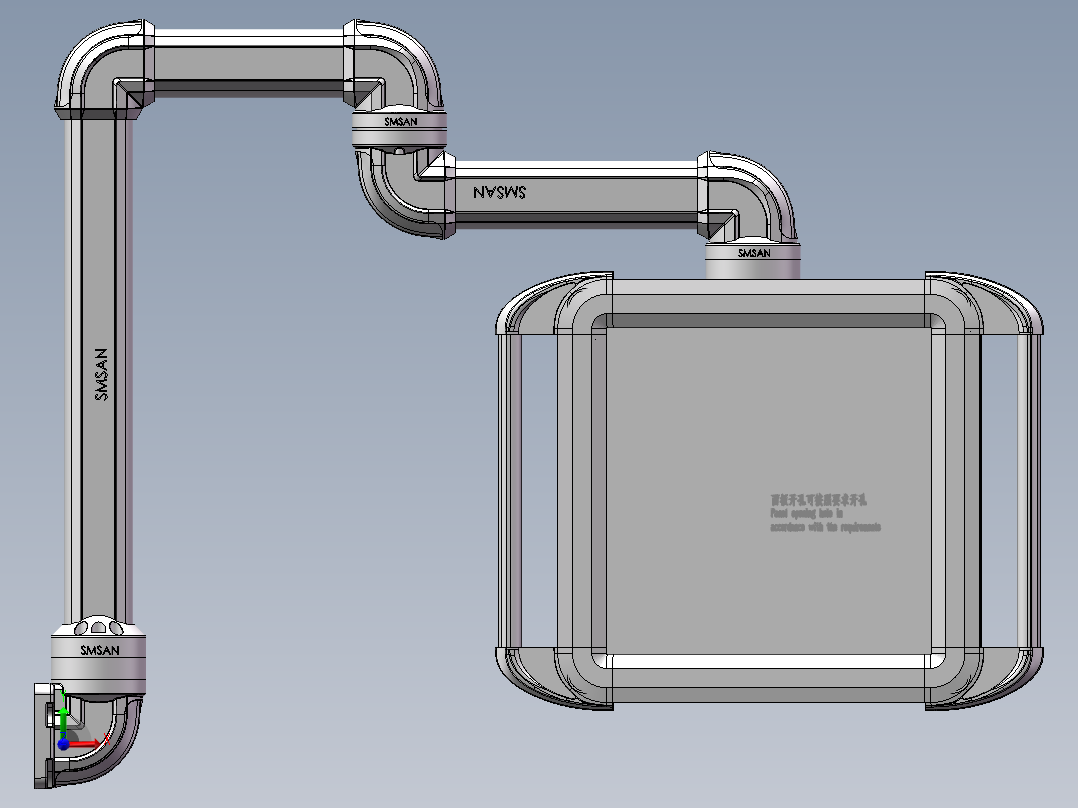 向下垂直墙座+转角+转角+中间连接器+90度箱体连接器+控制箱前视图