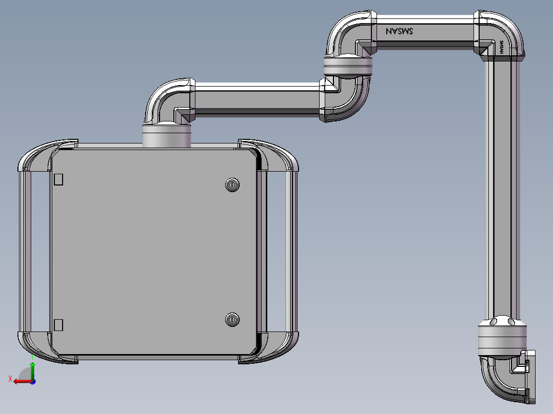 向下垂直墙座+转角+转角+中间连接器+90度箱体连接器+控制箱后视图