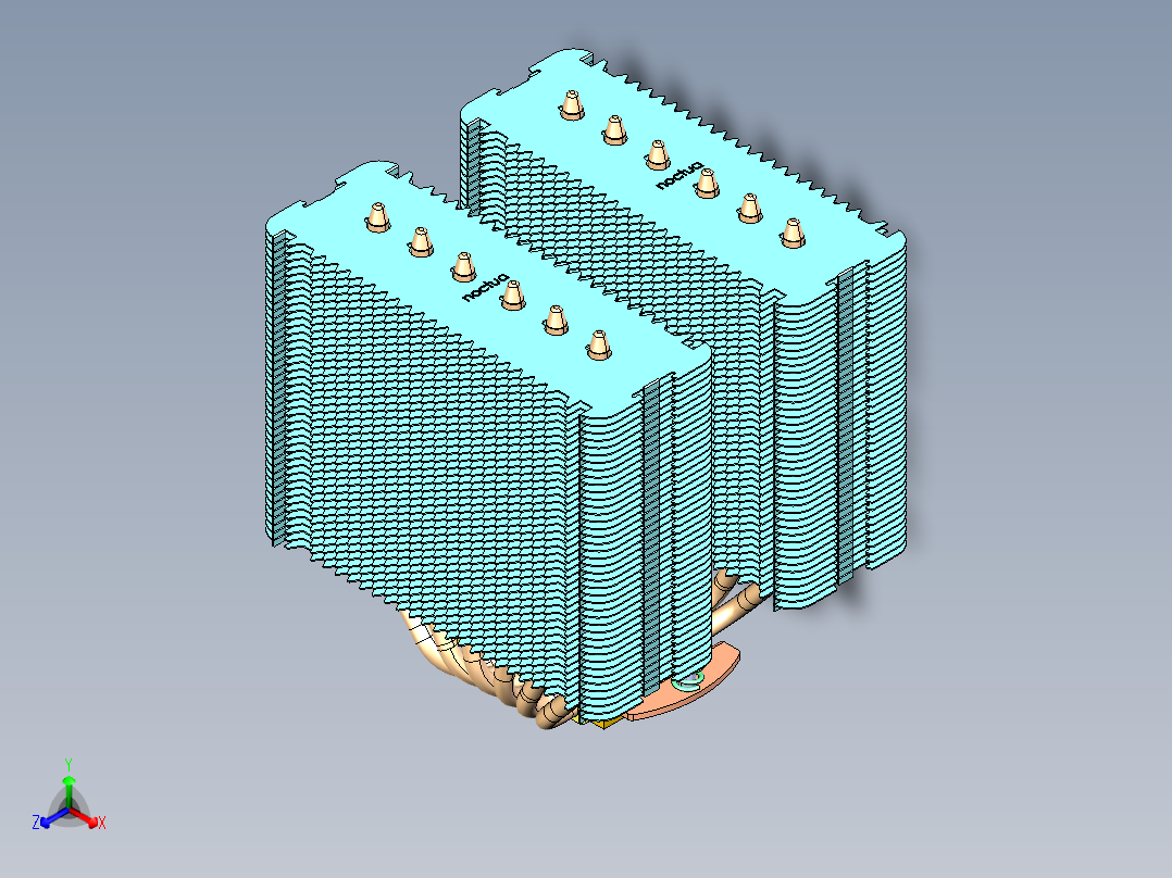 诺克图阿NH-D14 CPU冷却器正等轴测图