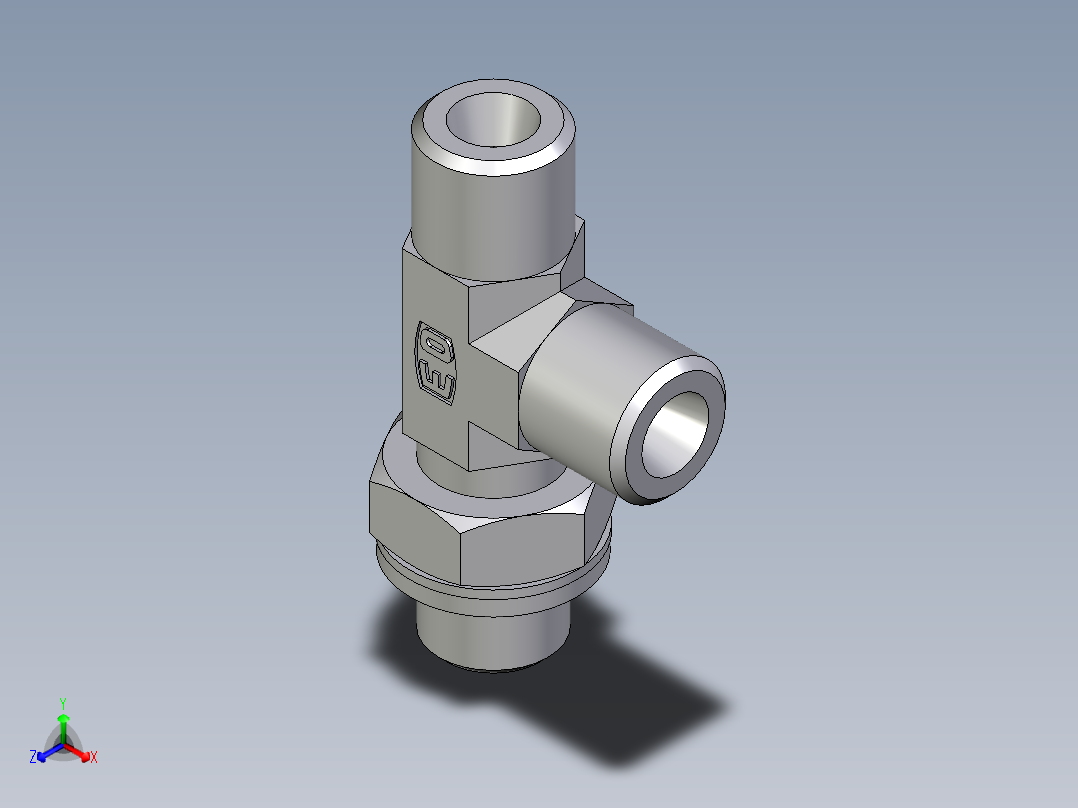卡套式工业通用硬管接头EO_Adjustable_locknut_run_tee_LEE06SROMDCF正等轴测图