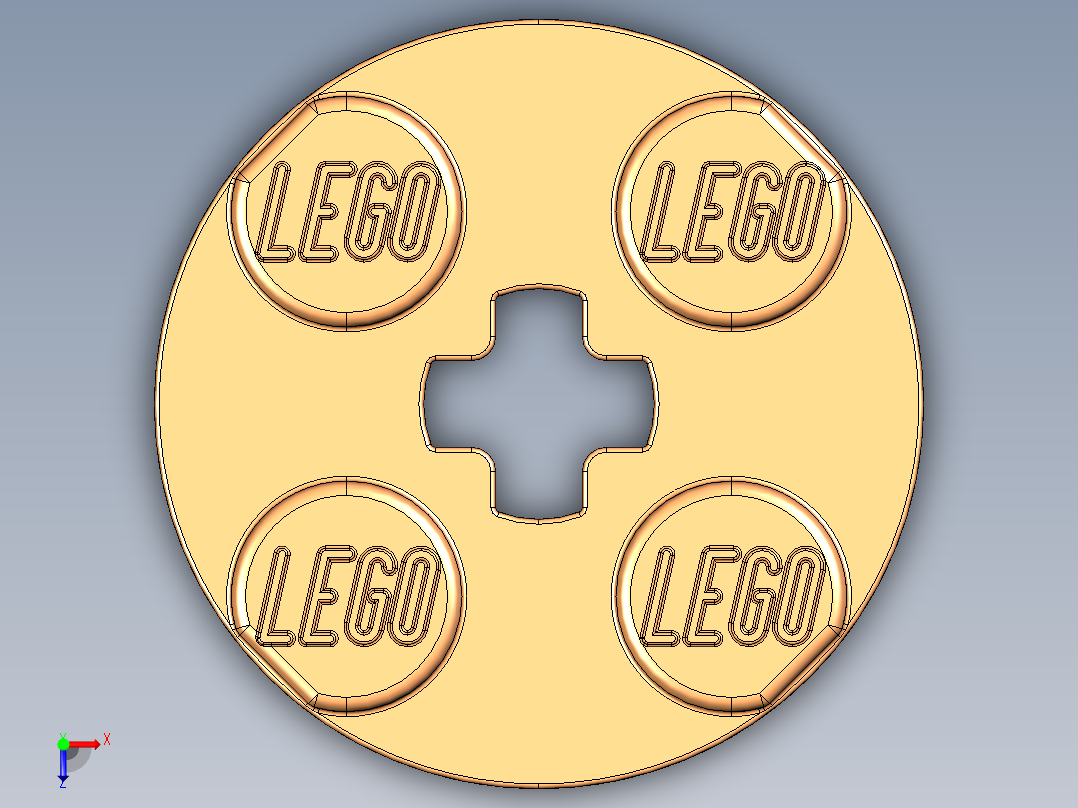 乐高零件 4032 板 2 x 2 圆形-4032 Medium Orange Plate 2 x 2 Round.STEP俯视图