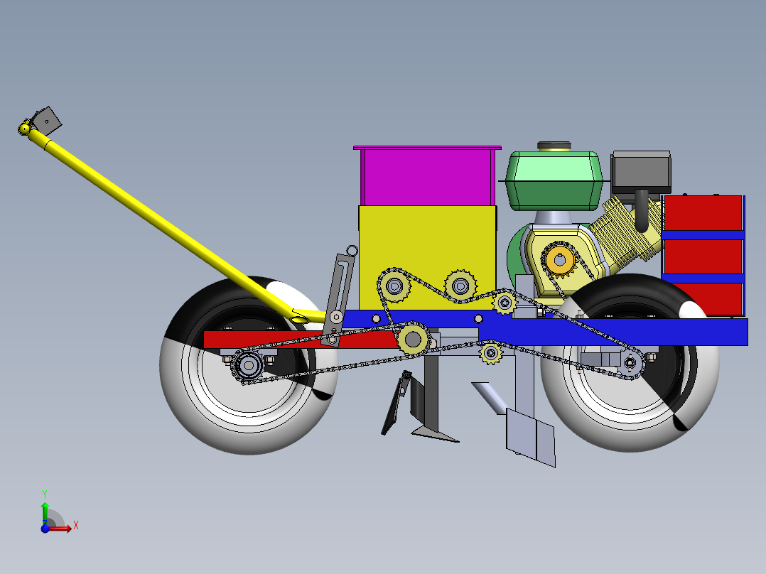 播种机（宝塔莱）设计（sw18可编辑+说明书+bom）前视图