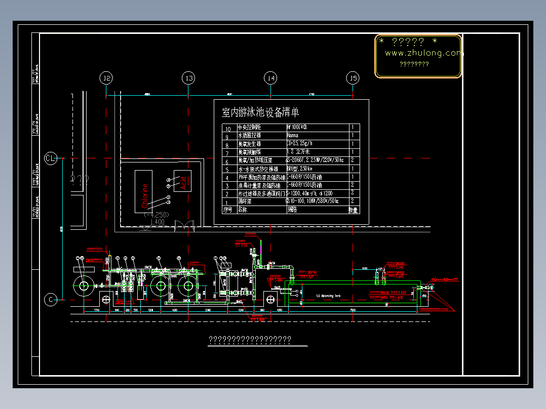 会所室内游泳池水下灯布置图