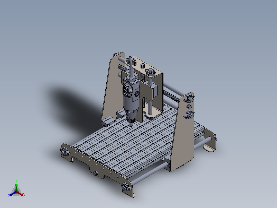 小型三轴雕铣机正等轴测图
