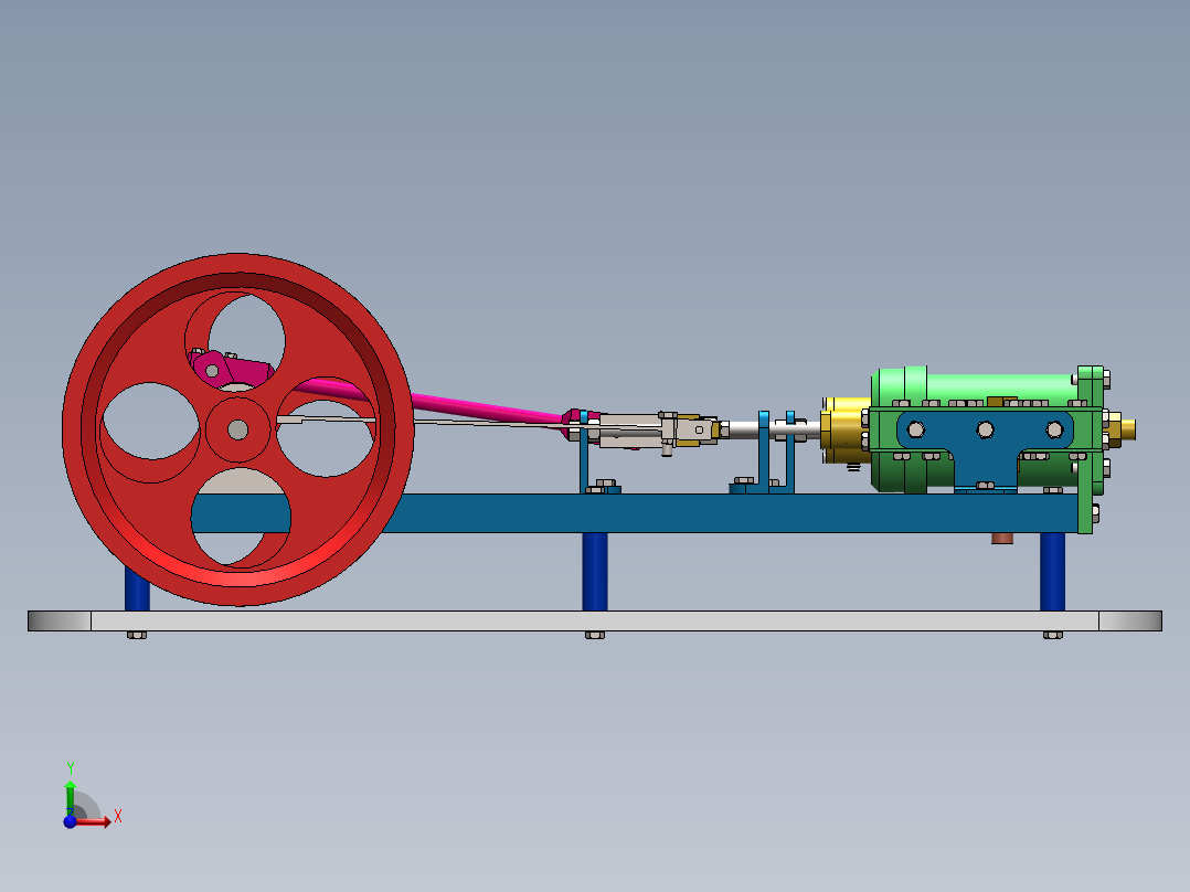蒸汽机small-horizontal-steam-engine-2831-模型格式为 sw前视图