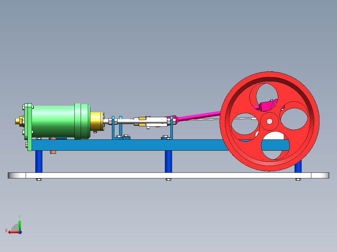 蒸汽机small-horizontal-steam-engine-2831-模型格式为 sw后视图