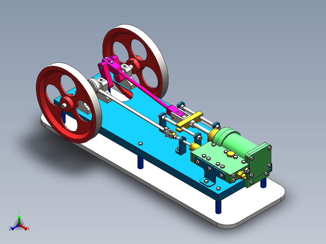 蒸汽机small-horizontal-steam-engine-2831-模型格式为 sw正等轴测图