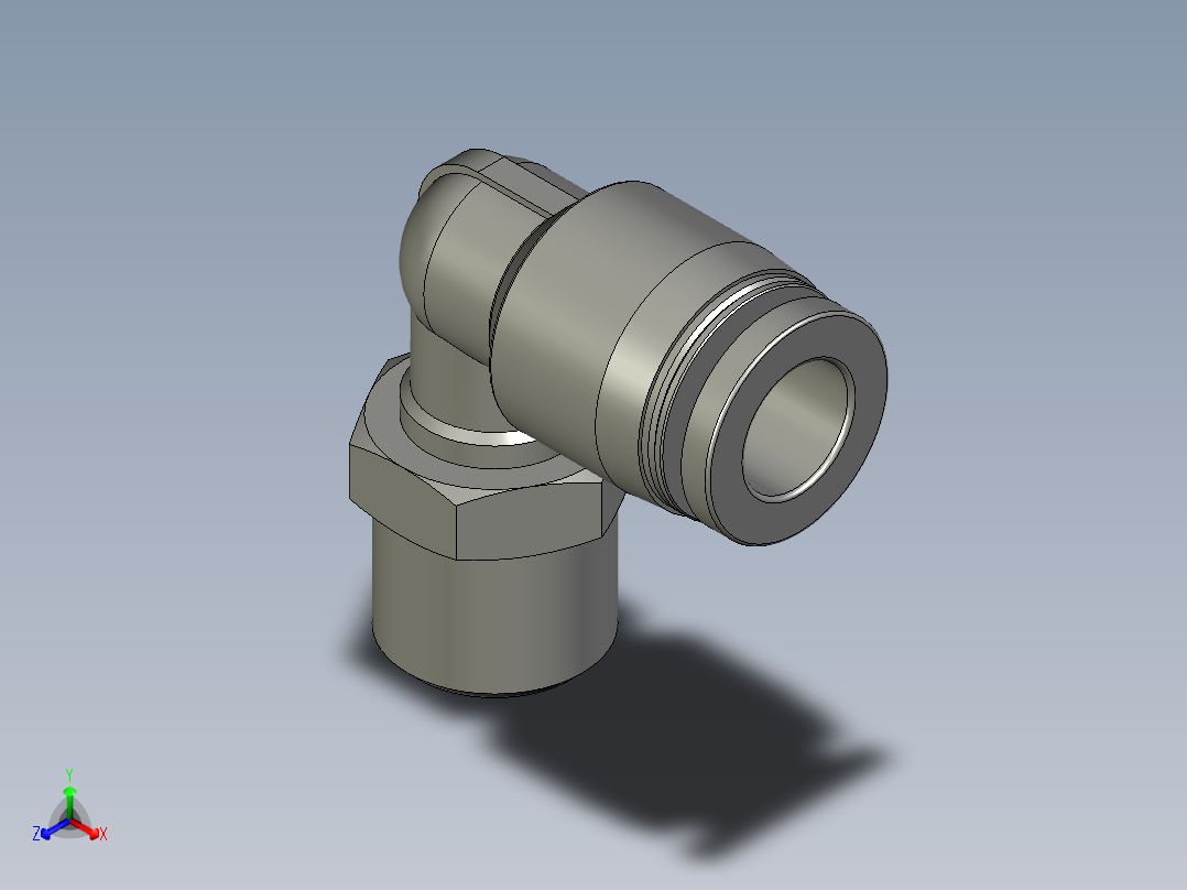 气管弯接头PL802(4分之1)正等轴测图