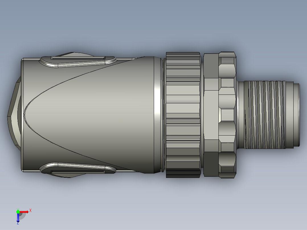 S030-01-00-M12公端弯现场可接线接头金属螺母塑料外壳俯视图