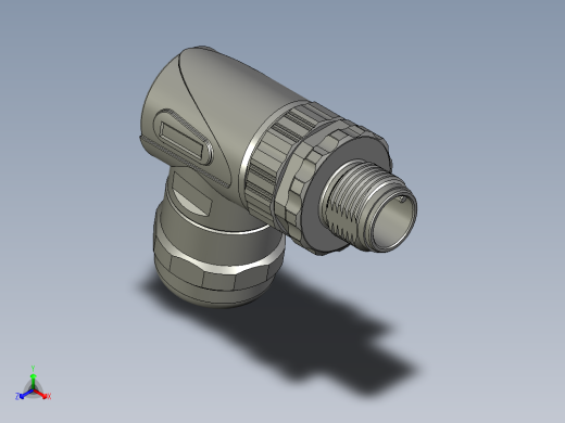 S030-01-00-M12公端弯现场可接线接头金属螺母塑料外壳正等轴测缩略图