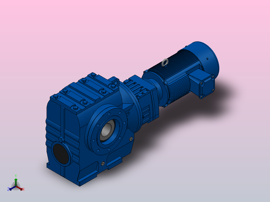 SAZ97R57组合式斜齿-蜗轮蜗杆减速机SAZ97R57-YV3-4P-287-M1-0°-B主视图