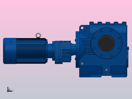 SAZ97R57组合式斜齿-蜗轮蜗杆减速机SAZ97R57-YV3-4P-287-M1-0°-B左视缩略图