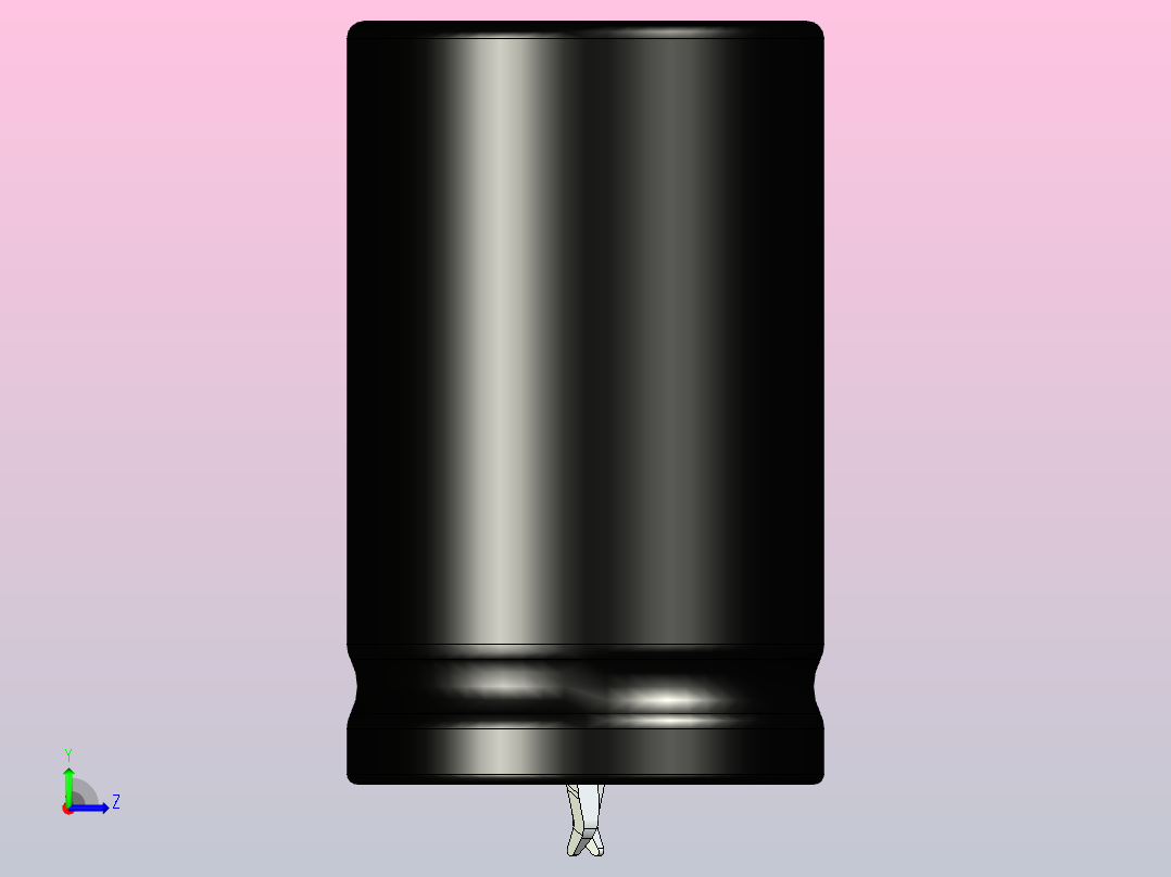 25 x 40黑黄底片电解电容器左视图